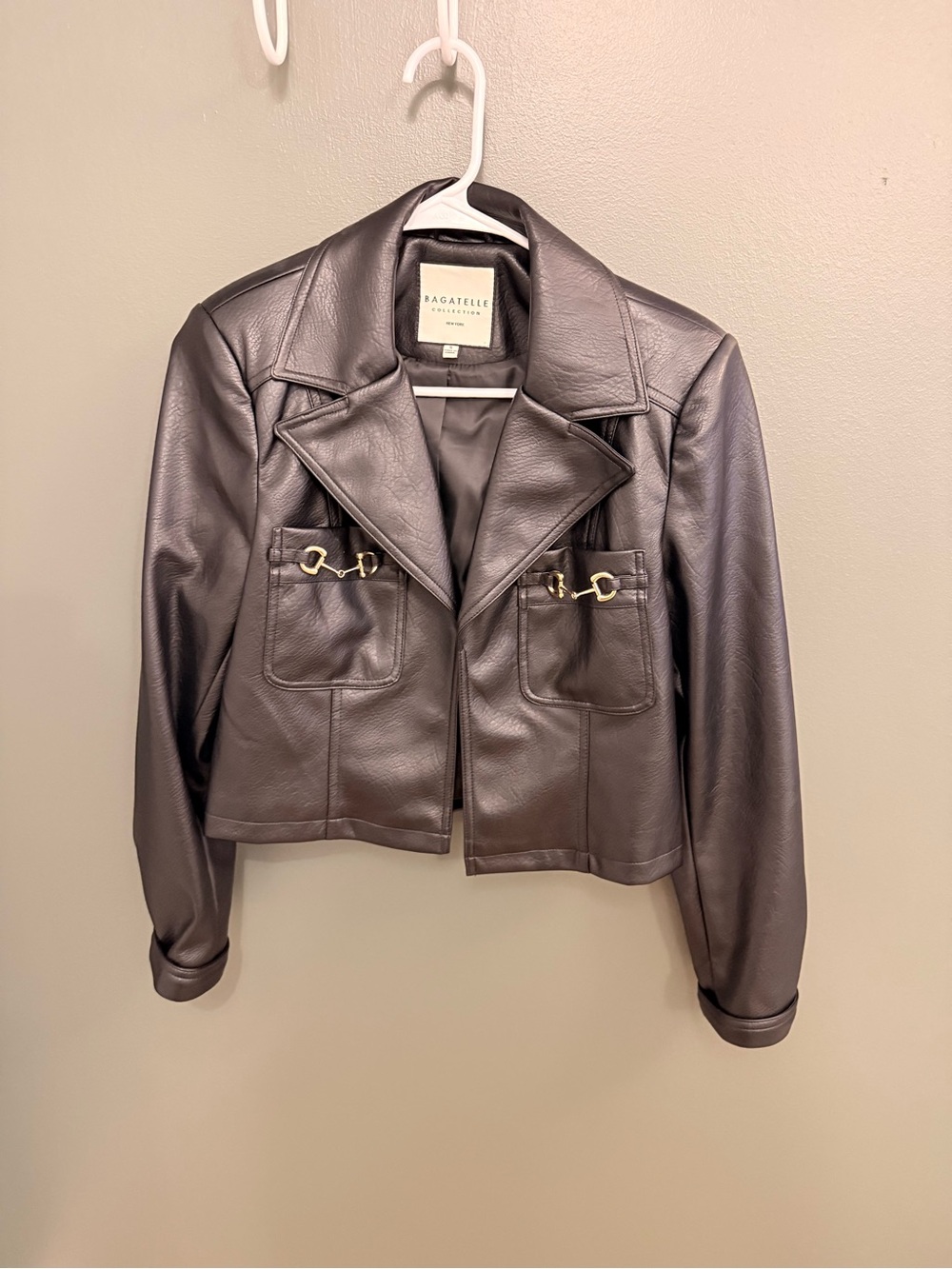 Bagatelle Black Faux Leather Cropped Jacket